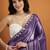 Purple plain satin designer saree with blouse piece