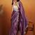 Purple plain satin designer saree with blouse piece