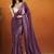 Purple plain satin designer saree with blouse piece