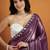 Purple plain satin designer saree with blouse piece