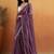 Purple plain satin designer saree with blouse piece