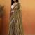 Olive plain satin designer saree with blouse piece