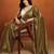 Olive plain satin designer saree with blouse piece