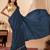 Navy blue embroidered georgette party wear saree with blouse piece