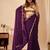 Purple embroidered georgette party wear saree with blouse piece