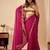 Magenta elegant printed georgette saree with blouse piece