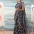 Black elegant printed georgette saree with blouse piece