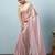 Pink plain tissue festive wear saree with blouse piece
