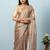Brown plain tissue festive wear saree with blouse piece