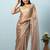 Brown plain tissue festive wear saree with blouse piece