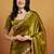 Green plain tissue festive wear saree with blouse piece
