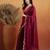 Maroon plain tissue festive wear saree with blouse piece