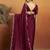 Burgundy plain chiffon designer saree with blouse piece