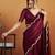 Burgundy plain chiffon designer saree with blouse piece