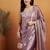 Purple plain chiffon designer saree with blouse piece