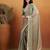 Green plain chiffon designer saree with blouse piece
