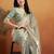 Green plain chiffon designer saree with blouse piece