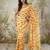 Yellow elegant printed polycotton saree with blouse piece