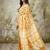 Yellow elegant printed polycotton saree with blouse piece