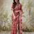 Maroon elegant printed polycotton saree with blouse piece