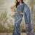 Navy blue elegant printed polycotton saree with blouse piece