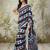 Black elegant printed polycotton saree with blouse piece