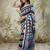 Black elegant printed polycotton saree with blouse piece