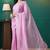 Pink elegant printed organza saree with blouse piece