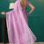 Pink elegant printed organza saree with blouse piece