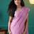 Pink elegant printed organza saree with blouse piece