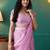 Pink elegant printed organza saree with blouse piece