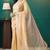Yellow elegant printed organza saree with blouse piece