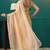 Yellow elegant printed organza saree with blouse piece