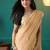 Yellow elegant printed organza saree with blouse piece