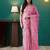 Pink elegant printed organza saree with blouse piece