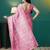 Pink elegant printed organza saree with blouse piece