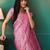Pink elegant printed organza saree with blouse piece