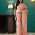 Peach elegant printed organza saree with blouse piece