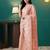 Peach elegant printed organza saree with blouse piece