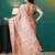 Peach elegant printed organza saree with blouse piece
