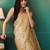 Yellow elegant printed organza saree with blouse piece