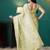 Green elegant printed organza saree with blouse piece