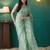 Green elegant printed organza saree with blouse piece