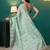Green elegant printed organza saree with blouse piece