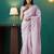 Pink elegant printed organza saree with blouse piece