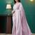 Pink elegant printed organza saree with blouse piece