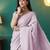 Pink elegant printed organza saree with blouse piece