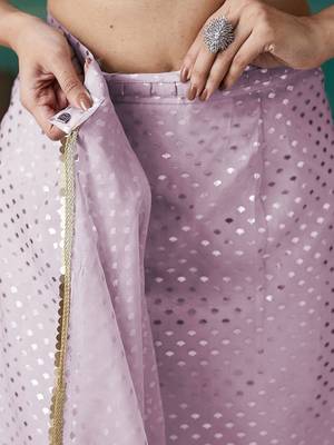Pink elegant printed organza saree with blouse piece 5