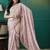 Peach elegant printed organza saree with blouse piece