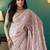 Peach elegant printed organza saree with blouse piece